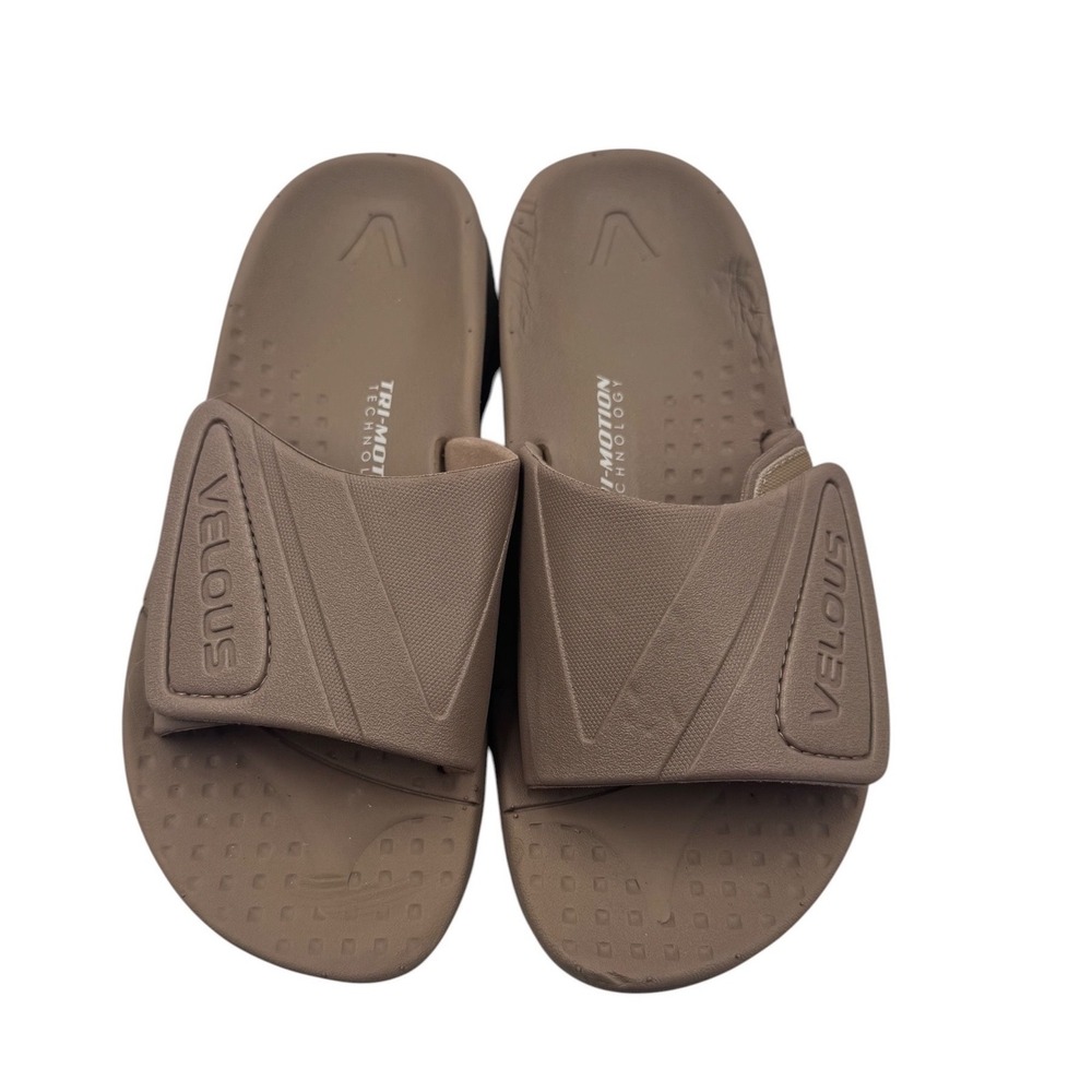 Velous Active Adjustable Slide Brown Men 10 W 12 Tri-Motion Recovery Sandal NWOT - Picture 2 of 10